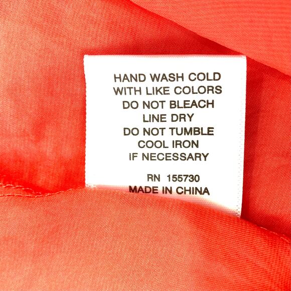 Rose & Olive coral satiny top, women's small short sleeve V-neck collared blouse - Picture 5 of 7